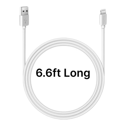 USB to Lightning Cable for iPhone, High Quality, 2.4A Fast Charger, 6.6ft Length.