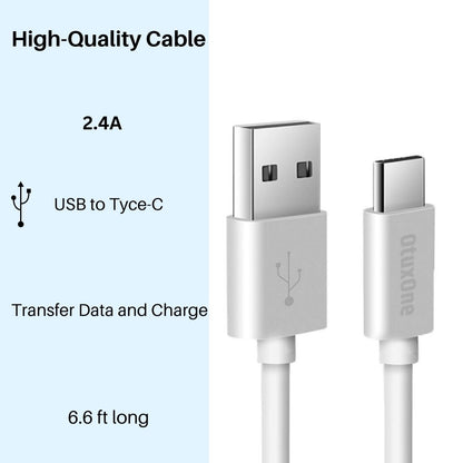 USB to Type C High Quality Cable, 2.4A Fast Charger, 6.6ft Length.