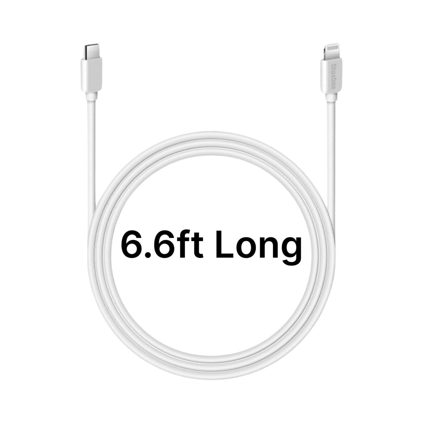 Type C to Lightning High Quality Cable for iPhone, 2.4A Fast Charger, 6.6ft Length.