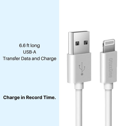 USB to Lightning Cable for iPhone, High Quality, 2.4A Fast Charger, 6.6ft Length.